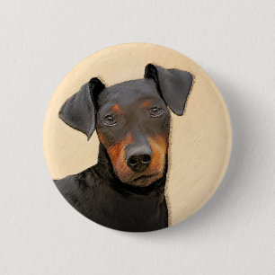 Manchester Terrier Painting Original Animal Art 2 Inch Round Button