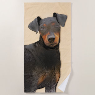 Manchester Terrier Painting Original Animal Art Beach Towel