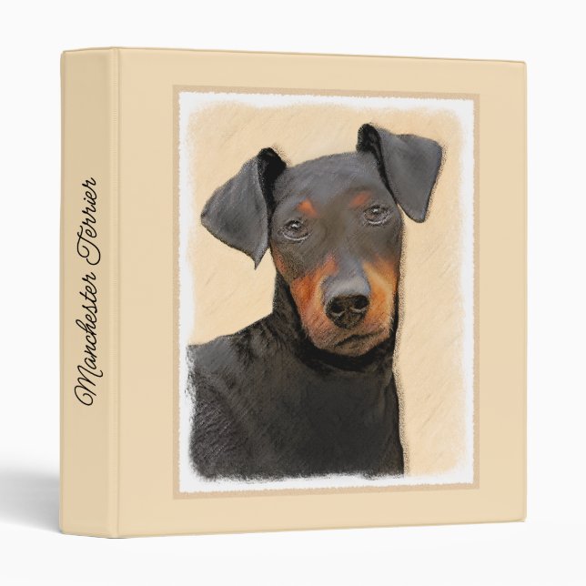 Manchester Terrier Painting Original Animal Art Binder (Front/Spine)