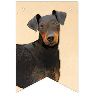 Manchester Terrier Painting Original Animal Art Bunting Flags