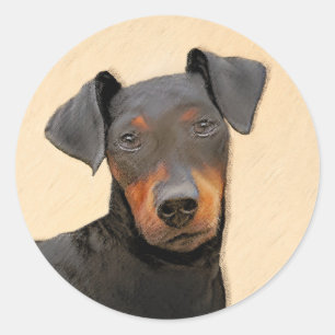 Manchester Terrier Painting Original Animal Art Classic Round Sticker