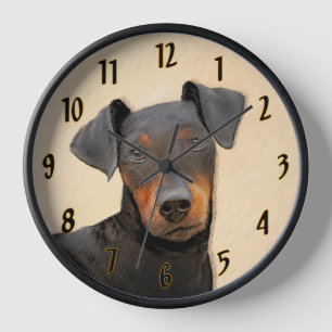 Manchester Terrier Painting Original Animal Art Clock