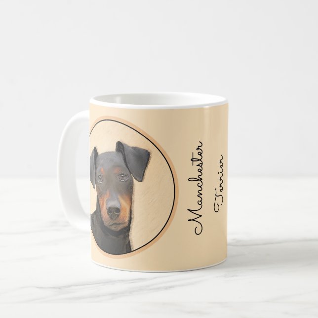 Manchester Terrier Painting Original Animal Art Coffee Mug (Front Left)