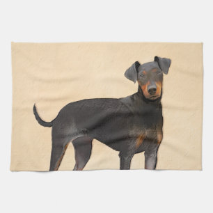 Manchester Terrier Painting Original Animal Art Kitchen Towel