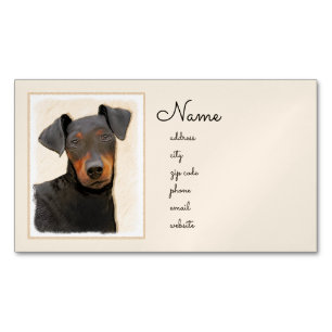 Manchester Terrier Painting Original Animal Art Magnetic Business Card