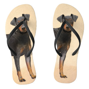 Manchester Terrier Painting - Original Dog Art Flip Flops