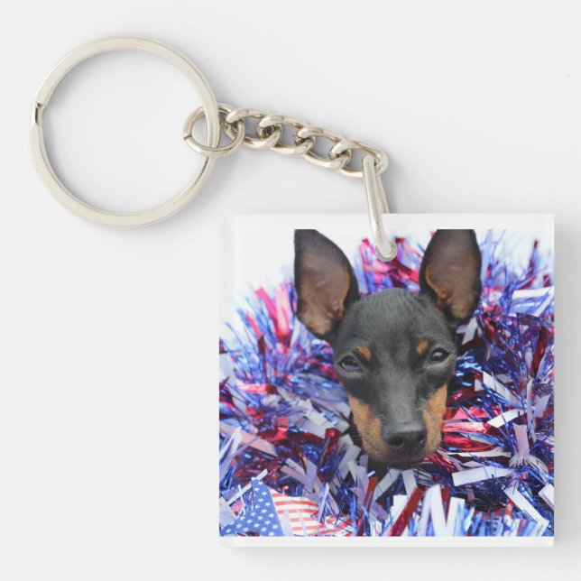 Manchester Terrier Red White Blue Keychain (Front)