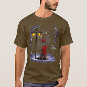 Manchester Terrier Santa Snow Christmas Light Wint T-Shirt