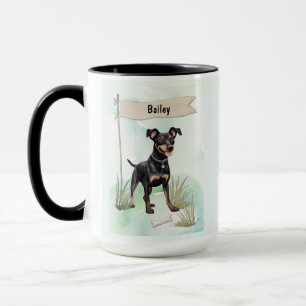Manchester Terrier Watercolor Personalized Dog Mug