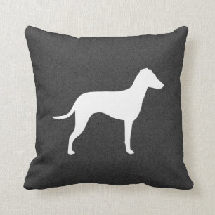 Manchester Terrier with Natural Ears Silhouette Throw Pillow