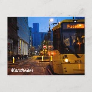 Manchester Tram Piccadilly Gardens Postcard