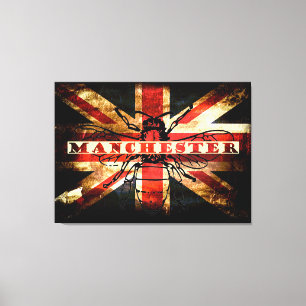 Manchester uk flag with bee canvas print