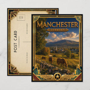 Manchester Vermont Vintage Art Deco Golden Age Postcard