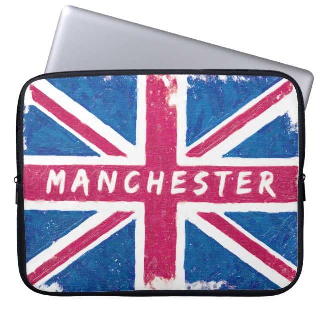 Manchester - Vintage British Union Jack Flag Laptop Sleeve (Front)
