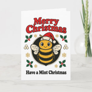 Manchester Worker Bee Santa Hat Mint Christmas Card