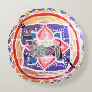 Mandal Brushed Polyester Round throw cushion 41 cm