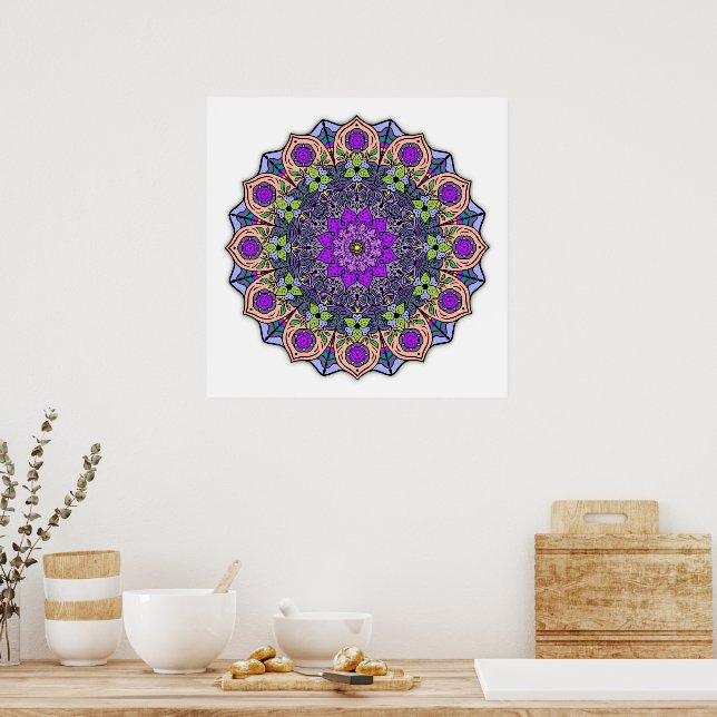 Mandala 12-2 VioletPeach - Poster (Kitchen)