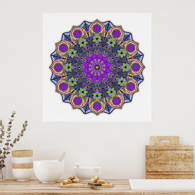 Mandala 12-2 VioletPeach - Poster (Kitchen)