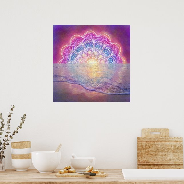 Mandala 12 Sun In Ocean pink - Poster (Kitchen)