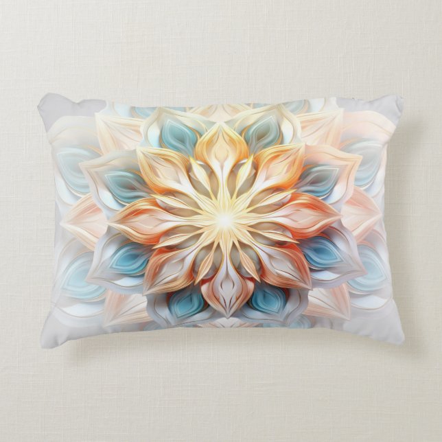 Mandala Abstract 3D Design in Warm Colours Accent Pillow (Front)