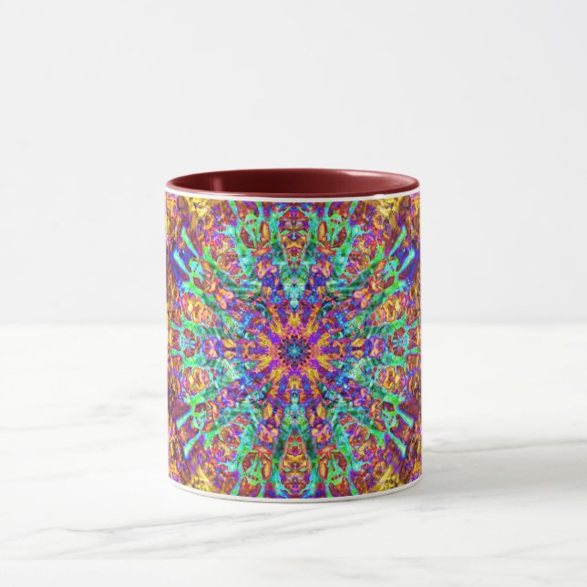 Mandala Abstrait Splash Fractal Retro Hippie Mug (Centre)