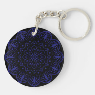 Mandala Acrylic Keychain Black and Purple