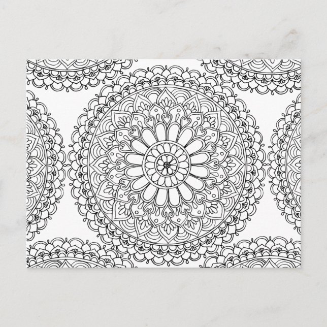 Mandala Adult Colouring Boho Pattern Postcard (Front)
