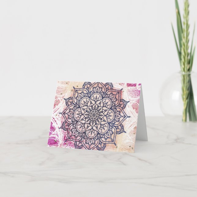 Mandala aéré rose violet jaune merci (Devant)
