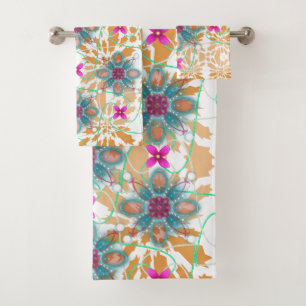 Mandala and Beige Pattern Bath Towel Set
