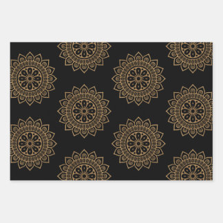 Mandala and flower wrapping paper sheet