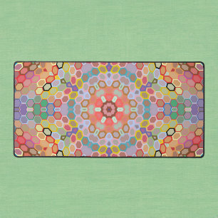 Mandala arc-en-ciel en hexagone