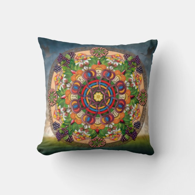 Mandala Armenian Grapes Decorative Pillow (Front)