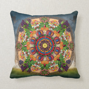 Mandala Armenian Grapes Decorative Pillow