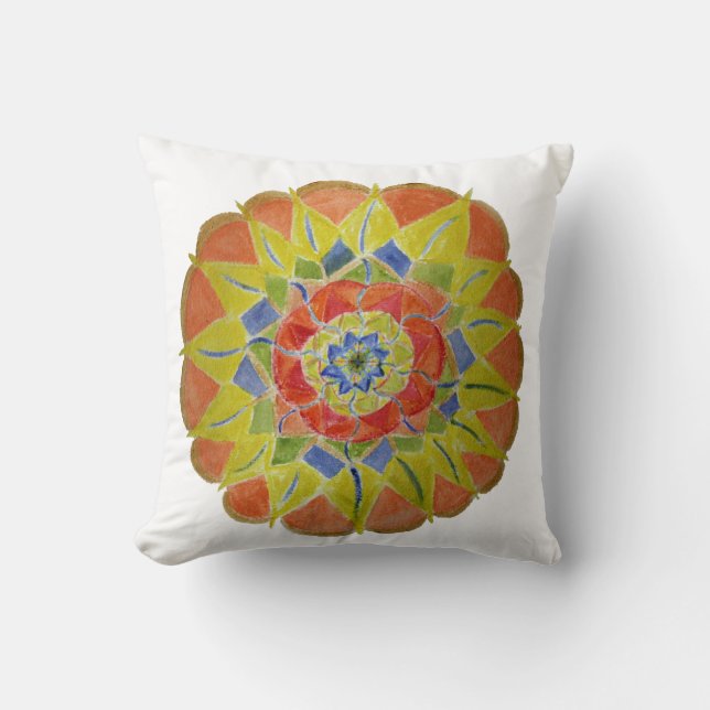 Mandala Art, Beautiful Hand Painted Mandala Throw Pillow (Front)