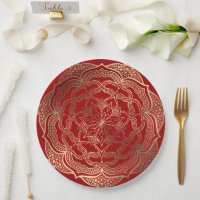  Mandala Art Boho Elegant Gold Dark Red Christmas