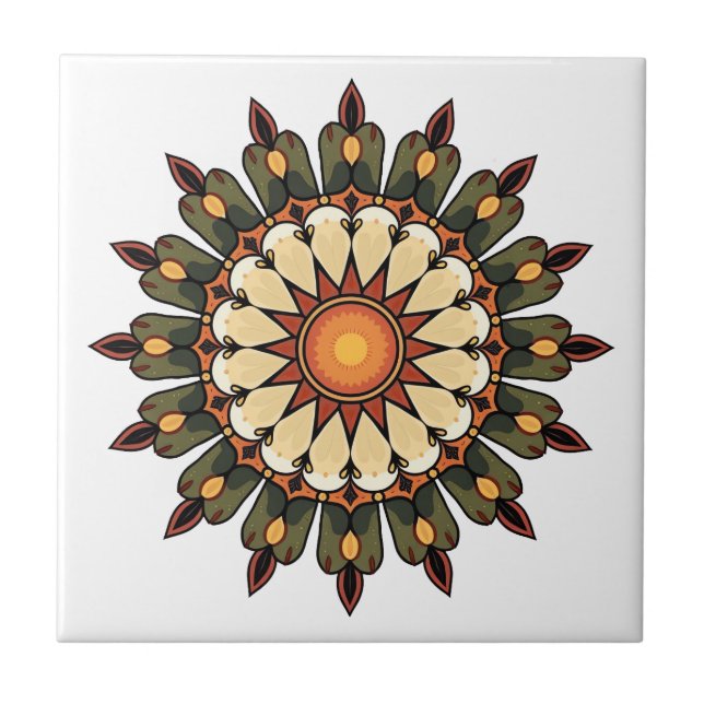 Mandala Art Ceramic Tile (Front)