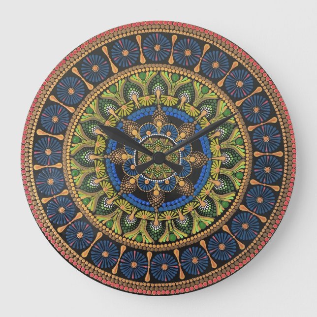 Mandala art clock, decorative clock, geometric large clock (Front)
