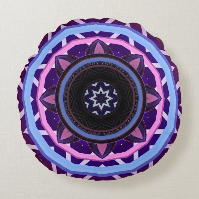 Mandala art design pattern ornament flower round pillow (Front)
