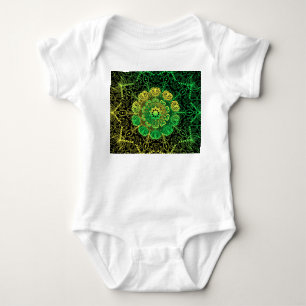 Mandala Art: Green Yellow Detail. Baby Bodysuit