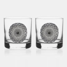 mandala art on rocks glass set