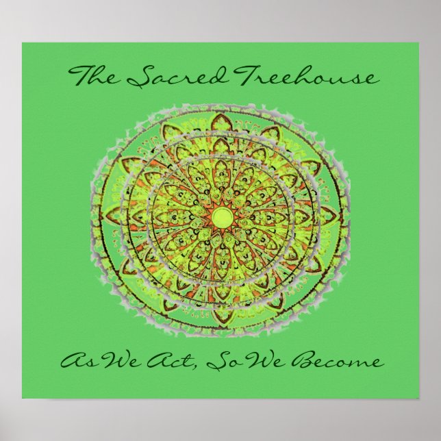 Mandala Art Poster green add text (Front)