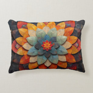 Mandala Art Textured Flower Accent Pillow