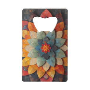 Mandala Art Textured Flower Credit Card Bottle Opener