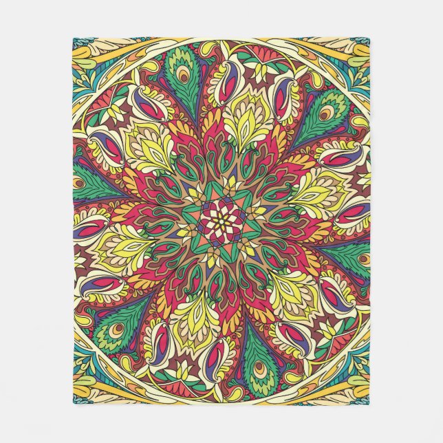Mandala Bandana: Vintage Seamless Design. Fleece Blanket (Front)