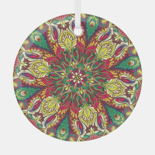 Mandala Bandana: Vintage Seamless Design. Glass Ornament