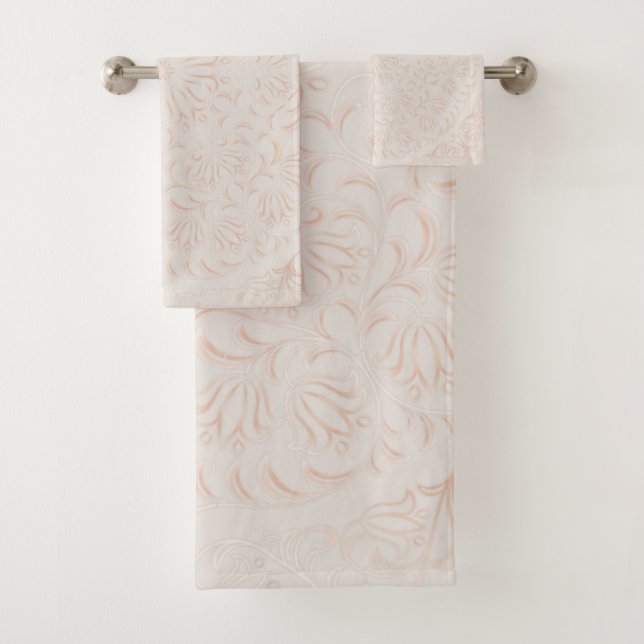Mandala Baroque Flower Pattern Design Bath Towel Set (Insitu)