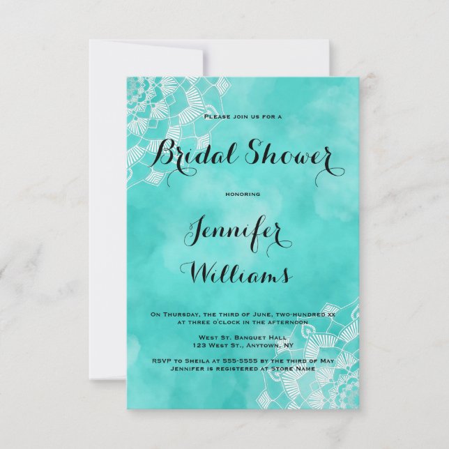 Mandala beach bridal shower invitations (Front)