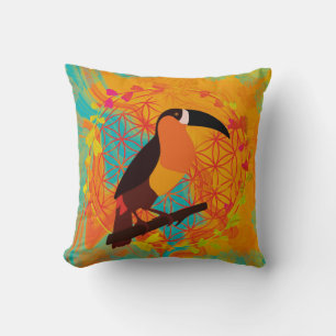 Mandala bird throw pillow
