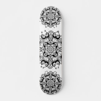 "Mandala" Black and White Skateboard Design