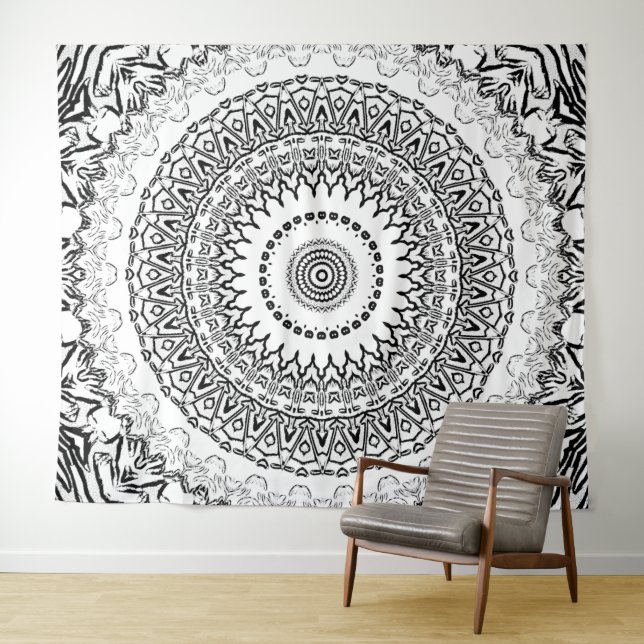 Mandala Black And White Tapestry (In Situ (Horizontal))